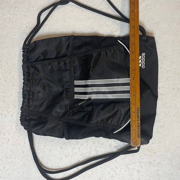 Adidas Black Drawstring Gym Bag Duffel Backpack Sport Training Workout - Picture 2 of 5